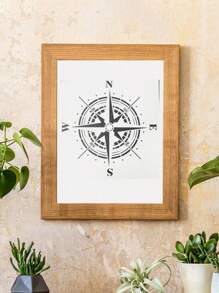 1pc PenhuaMoban Compass Navigation Chart Stencil, 30x30cm Plastic DIY Mold For Painting On Wood, Fabric, Wall - Art Supplies For Embossed Paper Card Crafting, Stencils For Painting On Wood,For School Supplies,Back To School
