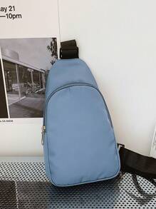 1 Pc Casual Solid Color Zipper Crossbody Bag Adjustable Strap Shoulder Bag Chest Pocket Sport Bag Bum Bags Zipper Weekend Overnight Bag Available Multiple Colors,For Boy/Girls/Teens/College Students For Outdoors/ Outings/ Traveliking/ Stadium/Back To School