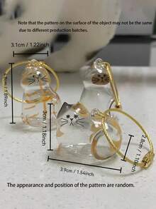 1pc Cute Cartoon Cat Keychain - Clear Oval Keychain Bag Ornament, Suitable For Cat Lovers And Pet Owners Battery-Free Gifts School Car Accessories Goth Y2k - Multicolor - View 5