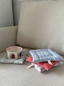 1Pc Photo Props Coasters Quality Table Cloth Lattice Series Cloth Placemats Table Decor Square Coffee Cup Placemat Home - Multicolor - View 5