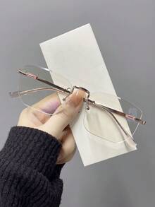 1 chiếc kính mát thời trang nam không gọng kim loại phong cách doanh nhân kính trong suốt phụ kiện - Nhiều màu - Xem 10