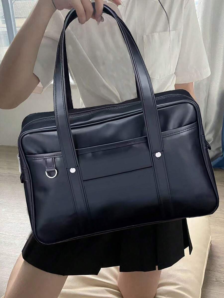 时尚百搭简约大容量多功能单肩包 - 黑色 - 查看 1