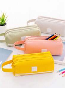 1/2 件铅笔盒纯色格子多功能铅笔盒钻石图案大容量铅笔盒文具袋学生铅笔盒（毛绒学校铅笔盒），适用于学校用品，返校