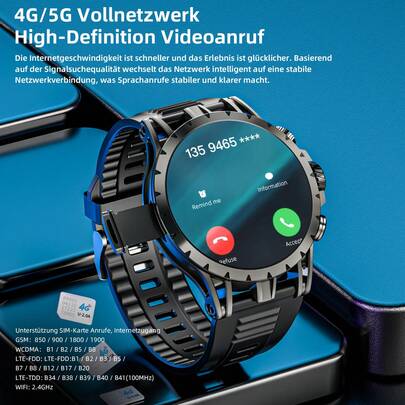 LOKMAT APPLLP 4 Smart Watch Schermo AMOLED da 1,508 pollici Risoluzione 466*466 Slot per scheda SIM Chiamata indipendente Wi-Fi Manopola estraibile a 180° Fotocamera HD Possibilità di scaricare software per app di terze parti Sistema Android 8.1 RAM: 3 GB + ROM: 32 GB