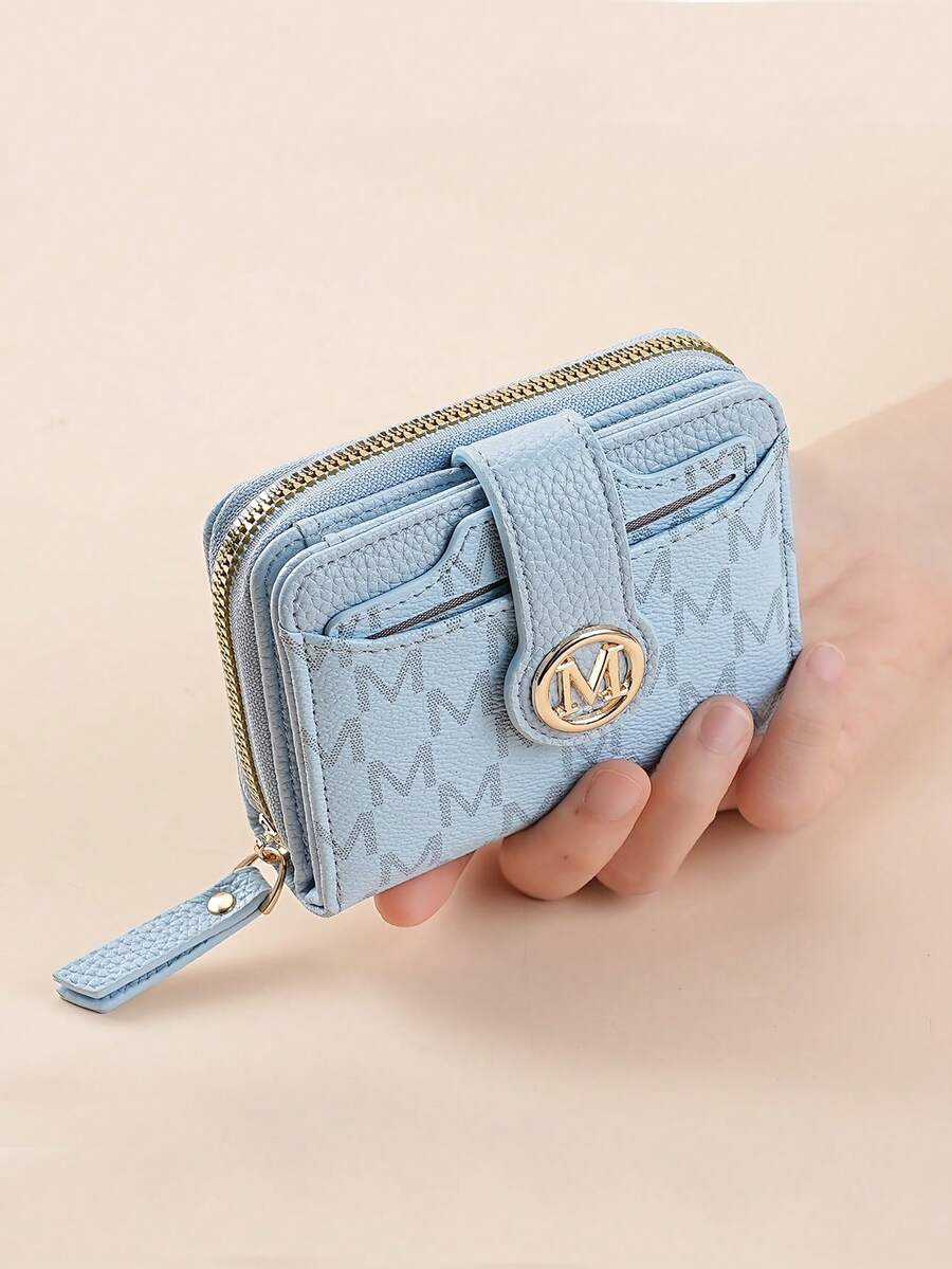 New Lychee Texture Letter Wallet Multi-Card Slots Short Style Small Women Purse Thickened Korean Fashion Vintage Coin Pouch For Women Wallet Mini Wallet Purse Wallet Small Wallet Cute Wallet Wallet - Blue - View 1