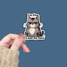 1/3 件乙烯基“我很好”猫贴花 - 幽默讽刺模因贴纸，适用于笔记本电脑、水瓶、手机 - 防水、耐用模切乙烯基贴花，适用于个性化配饰和礼品、学校用品、返校 - Multicolour - 查看 1
