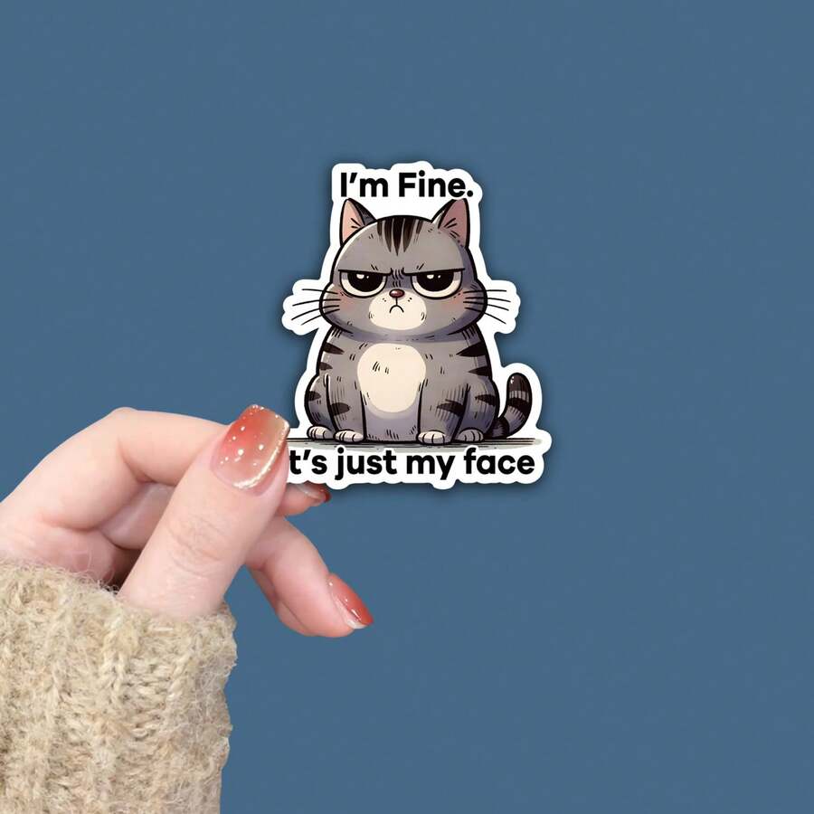 1/3 件乙烯基“我很好”猫贴花 - 幽默讽刺模因贴纸，适用于笔记本电脑、水瓶、手机 - 防水、耐用模切乙烯基贴花，适用于个性化配饰和礼品、学校用品、返校 - Multicolour - 查看 1