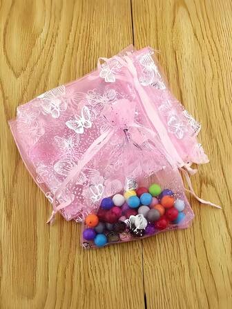 5/10/20/50/100 Piezas Bolsas de Gasa Multicolor con Mariposas, Bolsas de Embalaje de Regalo, Bolsas de Regalo, Artículos Necesarios para el Hogar y Diarios, Bolsas de Almacenamiento de Nailon, Suministros para Festivales y Fiestas, Suministros para Bodas, Embalaje de Decoración de Regalos, Bolsas de Empaque Pequeñas, Embalaje de Joyas y Accesorios, Bolsas de Cordón para Regalos de Cumpleaños