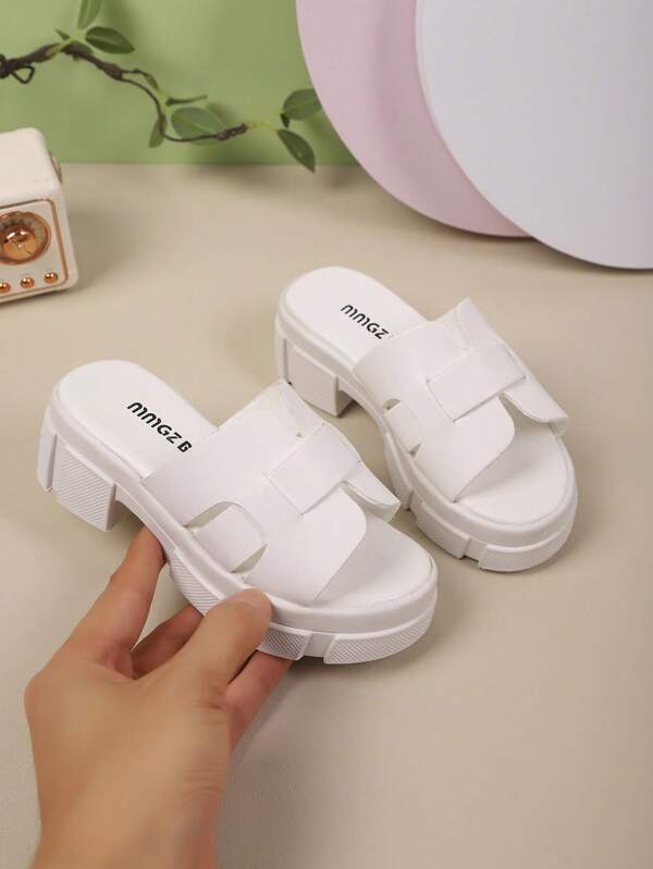 Girls' Thick Sole Soft Comfortable Fashionable Slippers, Kids' Waterproof Outdoor Slide Sandals, Kids' Round Toe Simple Lightweight Sandals