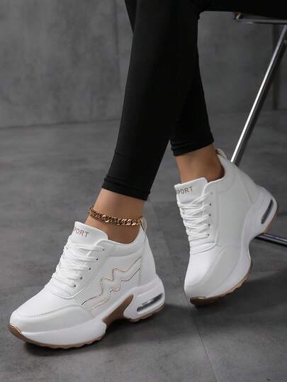 新款春秋高端百搭加大码气垫轻便真皮厚底鞋，女士白色金色坡跟厚底休闲鞋，女士厚底厚底鞋，女士增高运动鞋，白色坡跟系带隐形坡跟鞋，女士白色时尚厚底高跟运动鞋，女士增高鞋，女士隐形坡跟鞋，女士厚底坡跟运动鞋，女士增高鞋，女士坡跟厚鞋垫休闲鞋