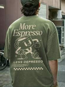 GRDR 男士个性化可爱字母印花短袖T恤，适合夏季穿着，引领时尚潮流 - 綠色 - 查看 3