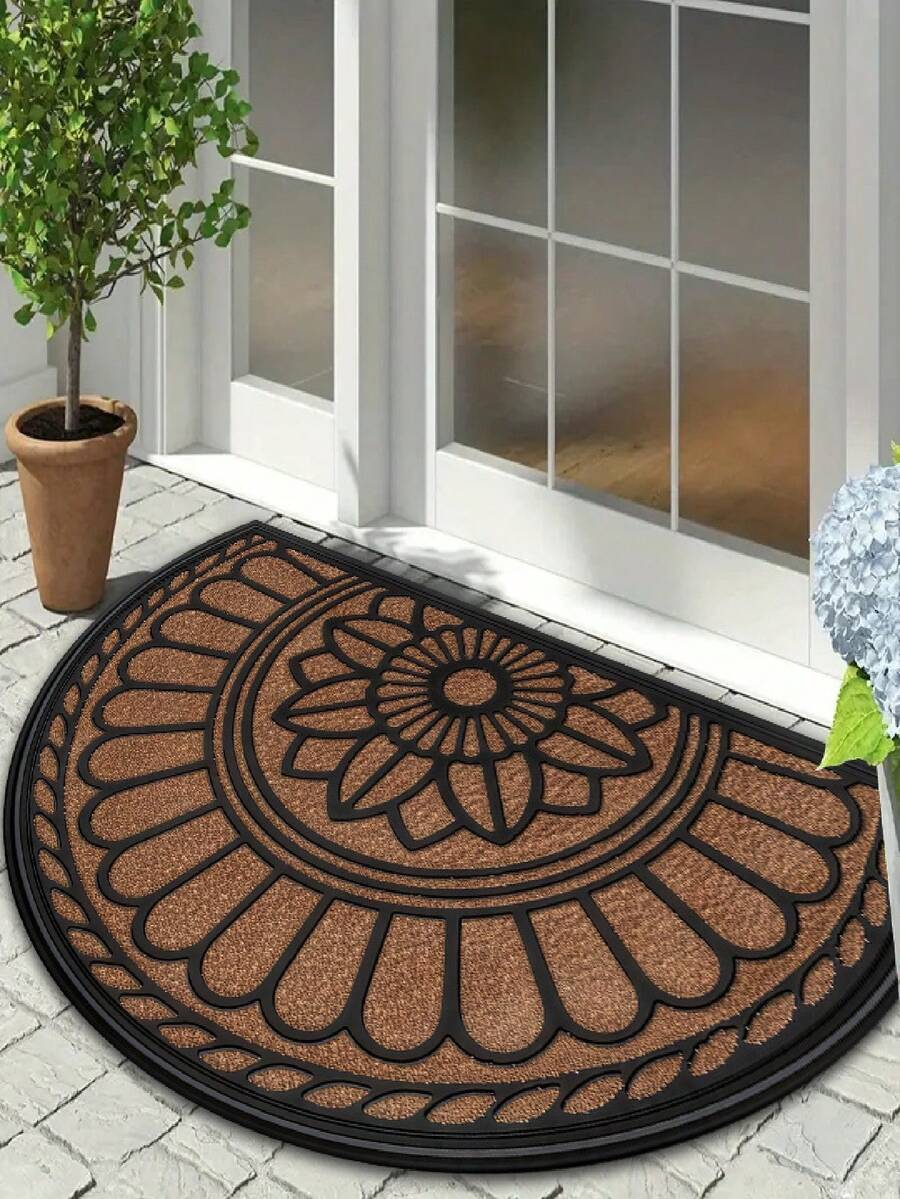 1pc Brown Patterned Carpet, Printed Design, Home Decor, Decorative Rug, Dirt-Resistant, Comfortable, Easy To Clean, Indoor Doormat Decor, Suitable For Whole House Decorative Doormat, Decorative Carpet, Home Decor Carpet, Washable Carpet, Rug, Mat, Living Room Decorative Carpet - Brown - View 1