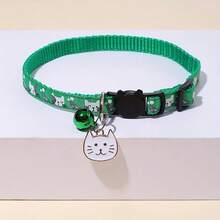 1pc Adjustable Cartoon Cat Collar With Bell, Polyester Fiber, Breakaway Buckle - Essential, Pet Accessories For Cats And Small Dogs - Multicolor - View 14