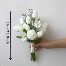 Calla Holding Flowers Bridal Tossing Bouquet Bridesmaid Bouquets Wedding Floral Centerpieces For Home Anniversary Decoration Arrangement,Wedding Photography Props - White C - View 5