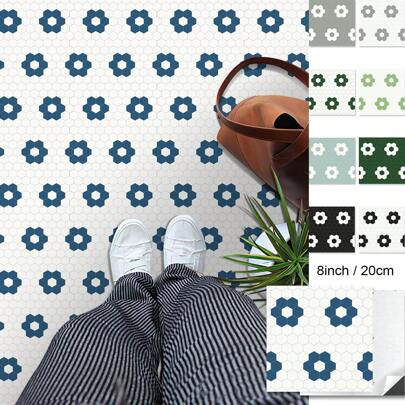 20PCS 7.87" X 7.87" DIY Flooring Peel & Paste Floor Tiles, Removable Vinyl Flooring Waterproof, Suitable For Bathroom, Kitchen, Fireplace, Pet House, Stairs, Bedroom, Wall