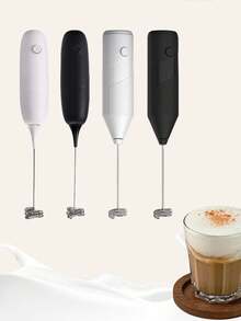 Wireless Milk Frother, Oval & Quilted Milk Frother, Electric Milk Frothing & Mixing Device, Hand-Held Milk Whisk & Milk Foamer For Home Use - Multicolor - View 1