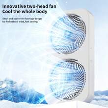 Powerful Dual Head Fan, 2x Cooling Effect, 3 Speed Mini Desk Fan With Quiet Operation, Options For Hanging, Placing On A Table, Or Carrying By Hand, Stylish Device For Outdoor Camping Perfect For Hot Days And Outdoor Activities,1800mAh