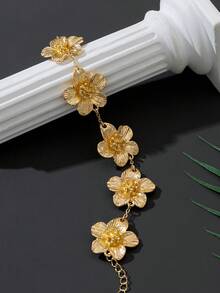 1件夏季优雅花卉设计女士手链，度假风（不含礼盒） - 金黃色 - 查看 5