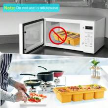 Bandeja de congelador de silicona con tapa - Moldes de silicona para congelar alimentos - Cubeta de cubitos de hielo grande, Recipiente de congelador de silicona, Congela y almacena sopas, salsas, caldos, sobras - Hace 4 porciones perfectas de 1 taza