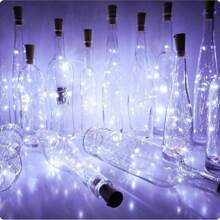 3/7/10 pièces Guirlandes lumineuses de 20 LED avec bouchon pour bouteille de vin, fil argenté de 6,6 pi, guirlandes lumineuses de fée à piles pour bouteilles d'alcool, artisanat, fête, bar, Noël, mariage, décoration