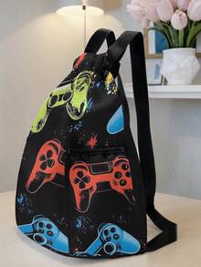 Bộ 1/2 chiếc, Ba lô thể thao dây rút in hình máy chơi game, Túi tập gym dây rút, Túi đựng đồ dung tích lớn, nhẹ, Thích hợp cho tập thể dục, du lịch, bơi lội, bãi biển, tập gym, phụ kiện thể dục di động - Nhiều màu - Xem 6