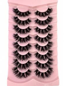 8Pairs/1Boxes 20-25mm Ultra Long & Dense D Curl Luxurious Fluffy Volume Soft Band Faux Mink False Lashes Natural Messy Dramatic Look Extension Thick Long Extended Makeup Lashes 9D Faux Mink False Eyelashes, Multi-Layered Curly & Fluffy, Soft & Voluminous Lashes, Reusable And Easy Application Suitable For Beginners, Comfortable & Versatile - Black - View 3