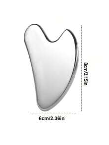 1个不锈钢心形刮痧板，用于面部按摩，便携式肌肉放松按摩板，不锈钢刮痧面部工具 - 面部按摩工具 - 光滑耐用的金属刮痧板，适用于面部和身体，消肿 - 心形按摩刮痧板（银色）不锈钢刮痧面部工具