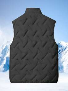 1件男士户外抓绒背心，秋冬保暖加厚立领无袖外套