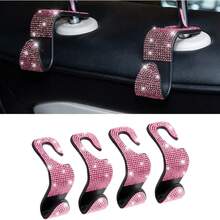 2 ganchos para asiento de coche con cristales brillantes, ganchos colgadores para reposacabezas de automóvil, ganchos traseros para bolso, bolsa de la compra, ropa de color rojo - 2 piezas - Ver 19