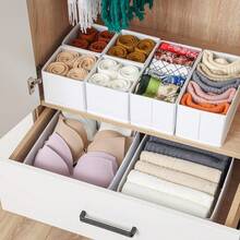 Stero 12 Pack Drawer Organizers For Clothing, Dresser Drawer Organizer Clothes, Fabric Foldable Closet Organizers And Storage Basket Bins For Clothes, Underwear, Bras, Socks (White)