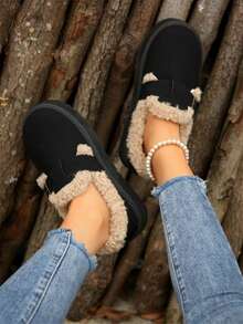 Botas de nieve para mujer, invierno 2025, nuevas botas retro de algodón, además de zapatos de algodón con suela gruesa de terciopelo. - Negro - Ver 2