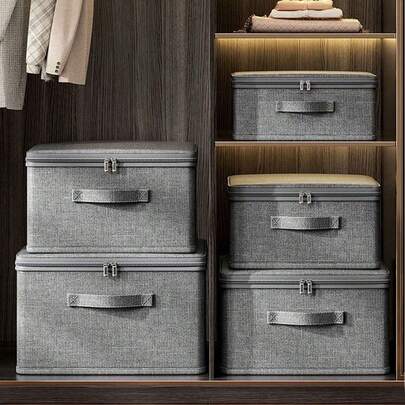 Caja de almacenamiento con tapa blanda catiónica, organizador plegable para ropa, documentos y certificados para el hogar