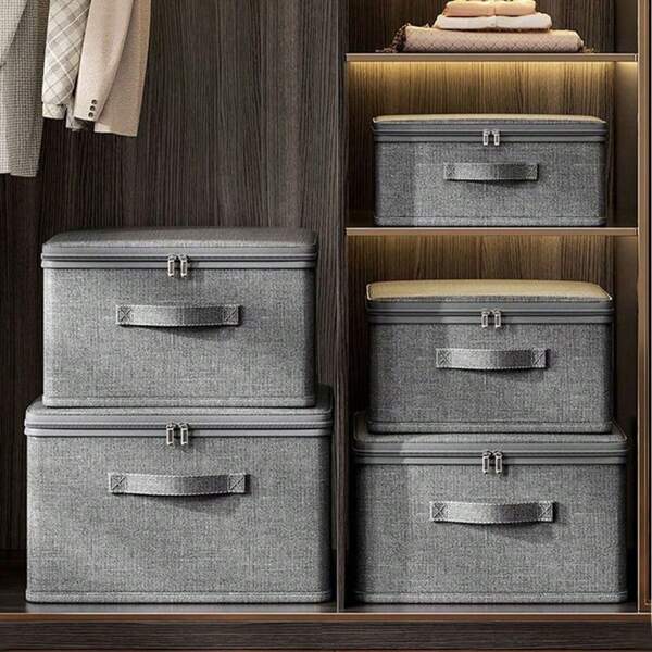 Cationic Soft Cover Storage Box, Foldable Clothing, Document & Certificate Organizer Storage Box For Home