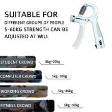 Fortalecedor de agarre de mano ajustable de 5-60Kg, ejercitador de mano con resorte de acero inoxidable para construcción muscular y recuperación de lesiones - Negro - Ver 7