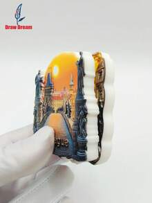 1pc Czech Republic Prague 3d Three-Dimensional Flat Resin Fridge Magnet, Creative Retro Relief Travel Souvenir Refrigerator Magnet, Home, Kitchen, Room Decoration Ornaments Crafts - Multicolor - View 6