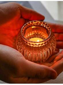 1/4 件复古玻璃烛台，复古玻璃许愿烛台 - 琥珀色烛台，适合烛光晚餐、派对装饰、茶灯、婚礼、派对礼物， - 彩色 - 查看 4