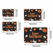 1 capacho com estampa de abóbora de Halloween, fantasma e morcego, veludo cristal 650g + base de silicone TPR, 0,5cm de espessura, carpete pequeno e macio com elementos rústicos do festival de outono, adequado para áreas externas, entrada, sala de estar, quarto, lavanderia, banheiro, lavável à máquina, tapete de entrada pequeno para o ano todo, decoração de casa