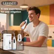 Electric Water Flosser, Portable Oral Irrigator With 3 Modes And 4 Nozzles, Wireless USB Battery Charging Water Teeth Cleaner For Travel, Home Braces And Dental Care, Suitable As Holiday Gift - 白色 - 查看 4