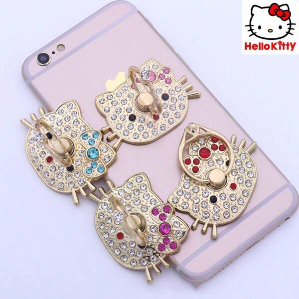 Sanrio Hello Kitty Metal Diamond Mobile Phone Ring Buckle Holder, Anti-Fall Diamond Holder, Cartoon Mobile Phone Ring Buckle