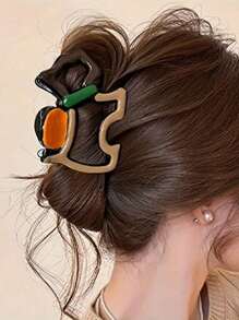4pcs Elegant Large Hair Claw Clips For Women - Chic Wavy Design With Faux Pearl & Color Accents, Non-Slip Hair Claw For Thick Hair, Stylish Back Head Hair Accessories, Fashionable Hair Clips Fashion Hair Clutch