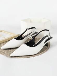 Fall/Winter 2025 4cm Kitten Heel White Pointed Toe Slip-On Party High Heels Pumps,Elegant - White - View 3