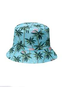 1 Stück Mode Flamingo Muster umkehrbarer Fischerhut, unisex Outdoor Lässig Sonnenhut, geeignet für den Urlaub