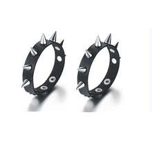 2pcs/Set Spike Bracelets Black PU Leather Punk Rock Wristbands Metal Bands Men Gothic Accessories - Black - View 6