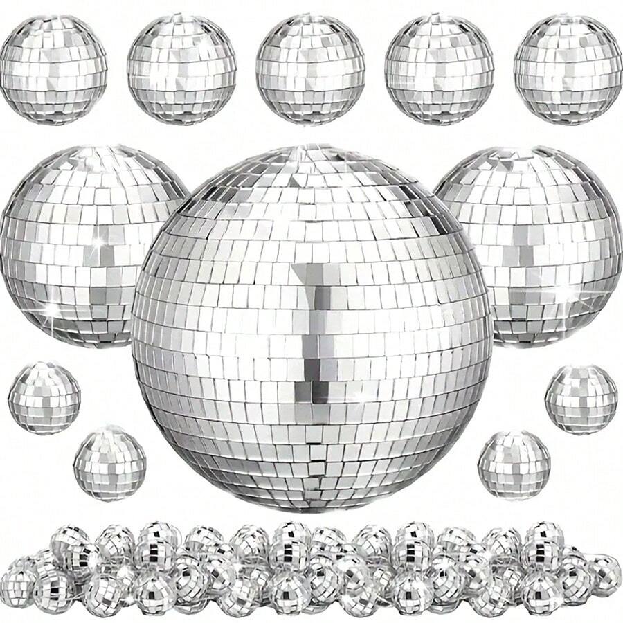 30个银色迪斯科球 - 反光玻璃球，适合70年代主题派对、毕业典礼、生日等场合 - 适合任何庆祝活动装饰、复古派对装饰 | 耐用派对装饰、迪斯科装饰、圣诞装饰、家居圣诞礼物、圣诞装饰