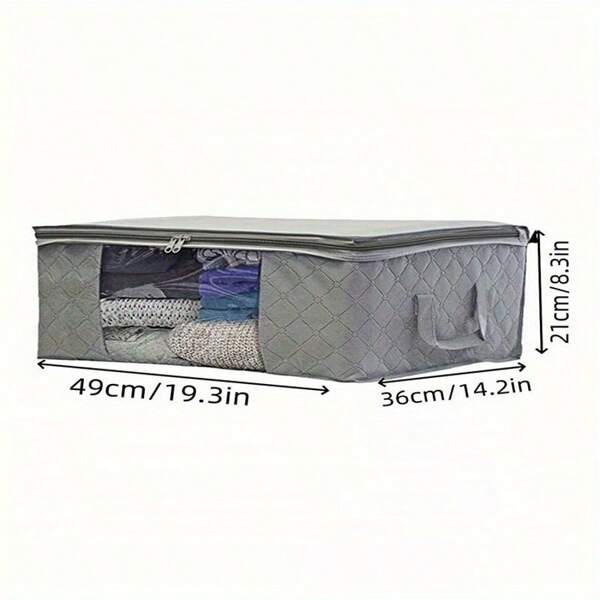 Mobile Clothing Storage Bag With Lid, Large Clothing Storage Bag With Zipper, Foldable Fabric Bedding Wardrobe Storage Bag, Used For Storing Blankets, Down Comforters, Pillows, Toys, Sweaters