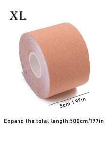 1卷，防眩光贴，防扩聚胸弹力布肌肉贴，隐形提拉丰胸贴，片状绷带贴，乳头遮盖透气丰胸带，可收紧乳房，适合A-E罩杯大胸！ - 卡其色 - 查看 9