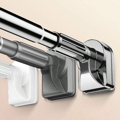 Adjustable Tension Rod - Made Of Stainless Steel With Plastic End Caps, Easy Installation Without Drilling, Suitable For Shower Curtains, Curtains, Closets, Balcony Drying - Available In Silver, Black, White And Grey Room Decor Bathroom Accessories Back To School Bathroom Decor