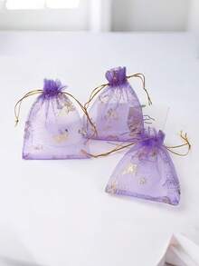 5/10/20/50/100 Pieces Butterfly Multi-Color Gauze Bags, Gift Packaging Bags, Gift Bags, Home And Daily Necessities, Nylon Bag Storage Bags, Festival And Party Supplies, Wedding Supplies, Gift Decoration Packaging, Small Packaging Bags, Jewelry And Accessory Packaging, Gift Hanging Bags, Birthday Gift Jewelry Drawstring Bags - Purple - View 8