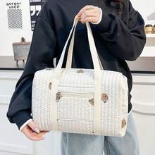 大容量手提妈咪包，带奶瓶和尿布收纳的尿布包，绣花熊孕妇包