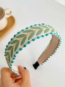 1 Peça Faixa de Cabelo Boêmia com Estampa de Folha, Verão, Tiara, Acessório de Cabelo, Acessórios para Cabeça Feminina - Multicolorido - Visão 2